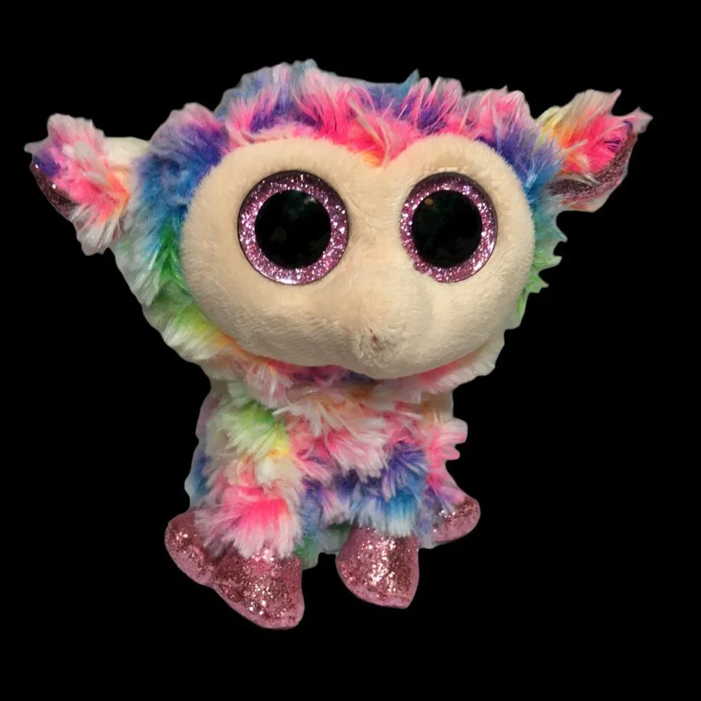 Ty Daffodil Rainbow Lamb Beanie Boos Pink Glitter Eyes & Feet Sheep Goat 6" - Picture 1 of 7